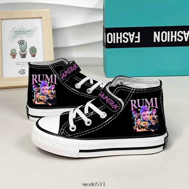 Children's Canvas Sneakers KPop Demon Hunters Fashion Student Shoes Boys Girls Outdoor Sport Shoes Sneakers Kids Casual Shoes