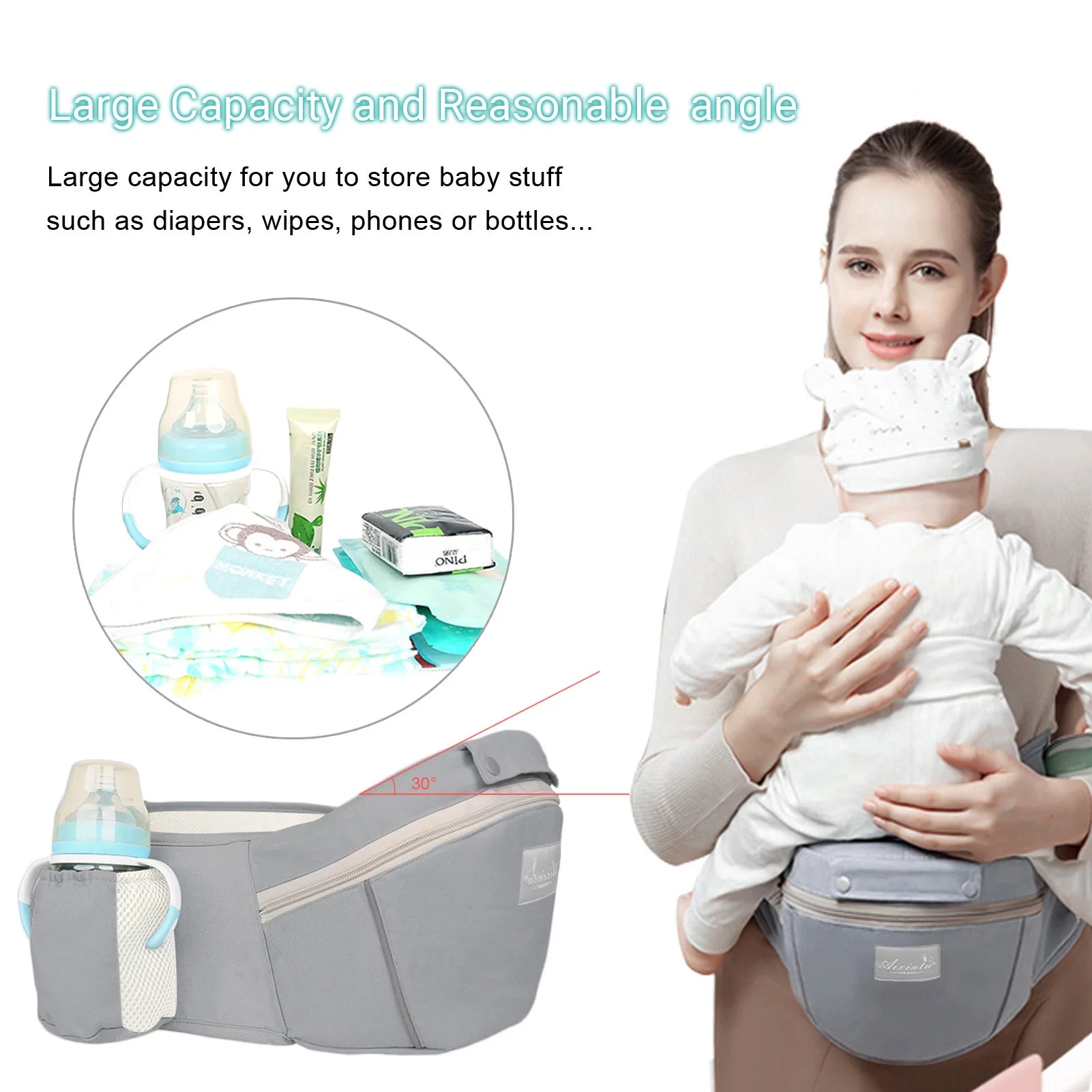 Ergonomic Baby Carrier Backpack with Hip Seat – Front Facing Kangaroo Wrap Sling for Travel - I YAN