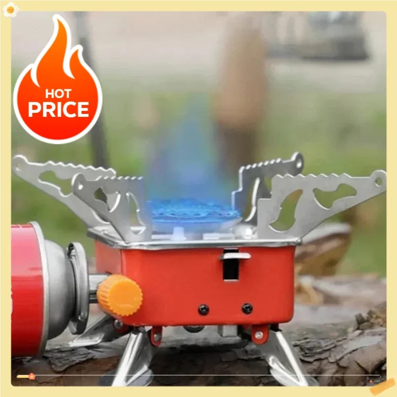 New Can Foldable Windproof Outdoor Gas Stove, Suitable for Backpacking, Camping, Hiking, Picnicking and Barbecuing