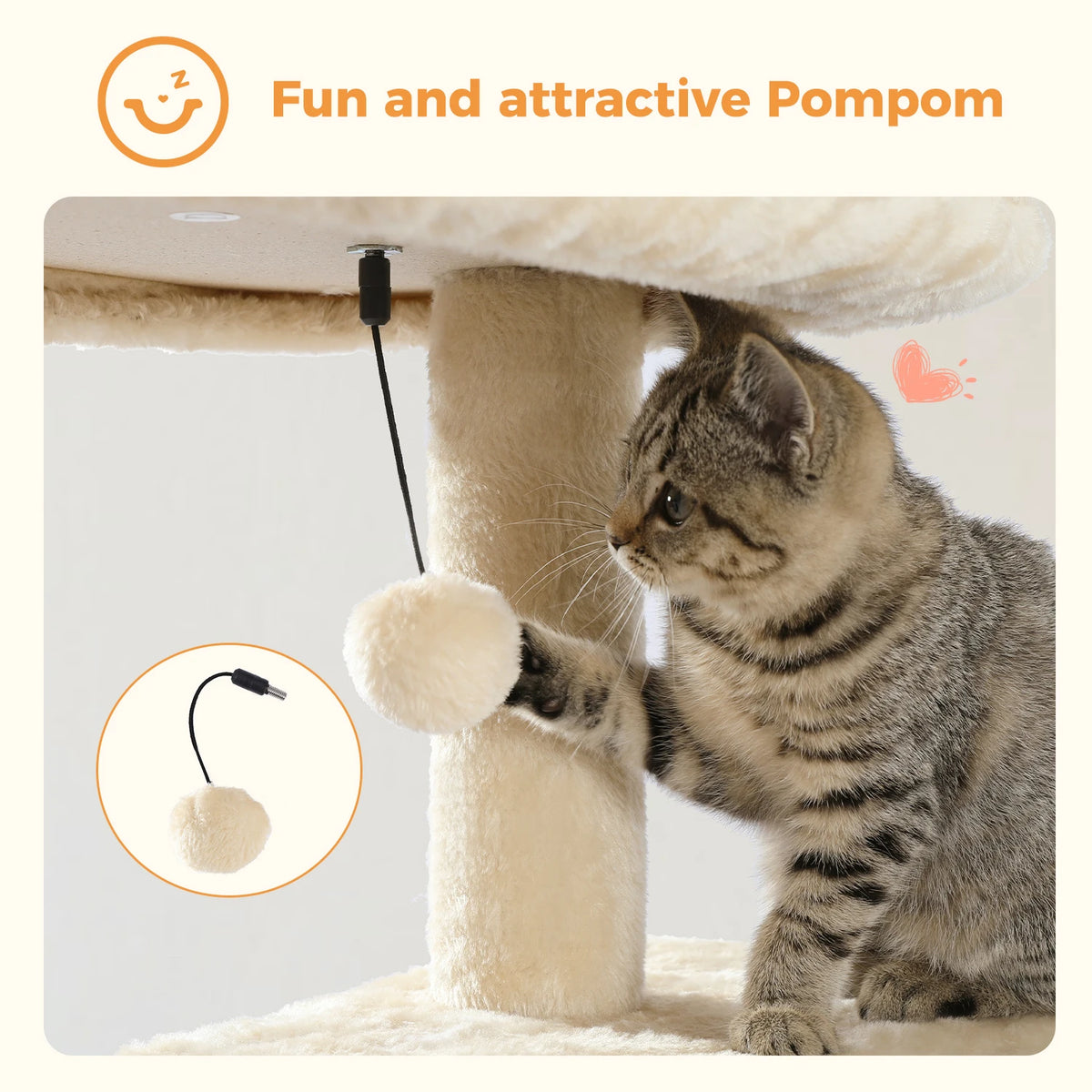 I YAN 5-level cat tree with top perch, soft condo, sisal scratching post, hammock, pompom, and anti-tip kit for cats.