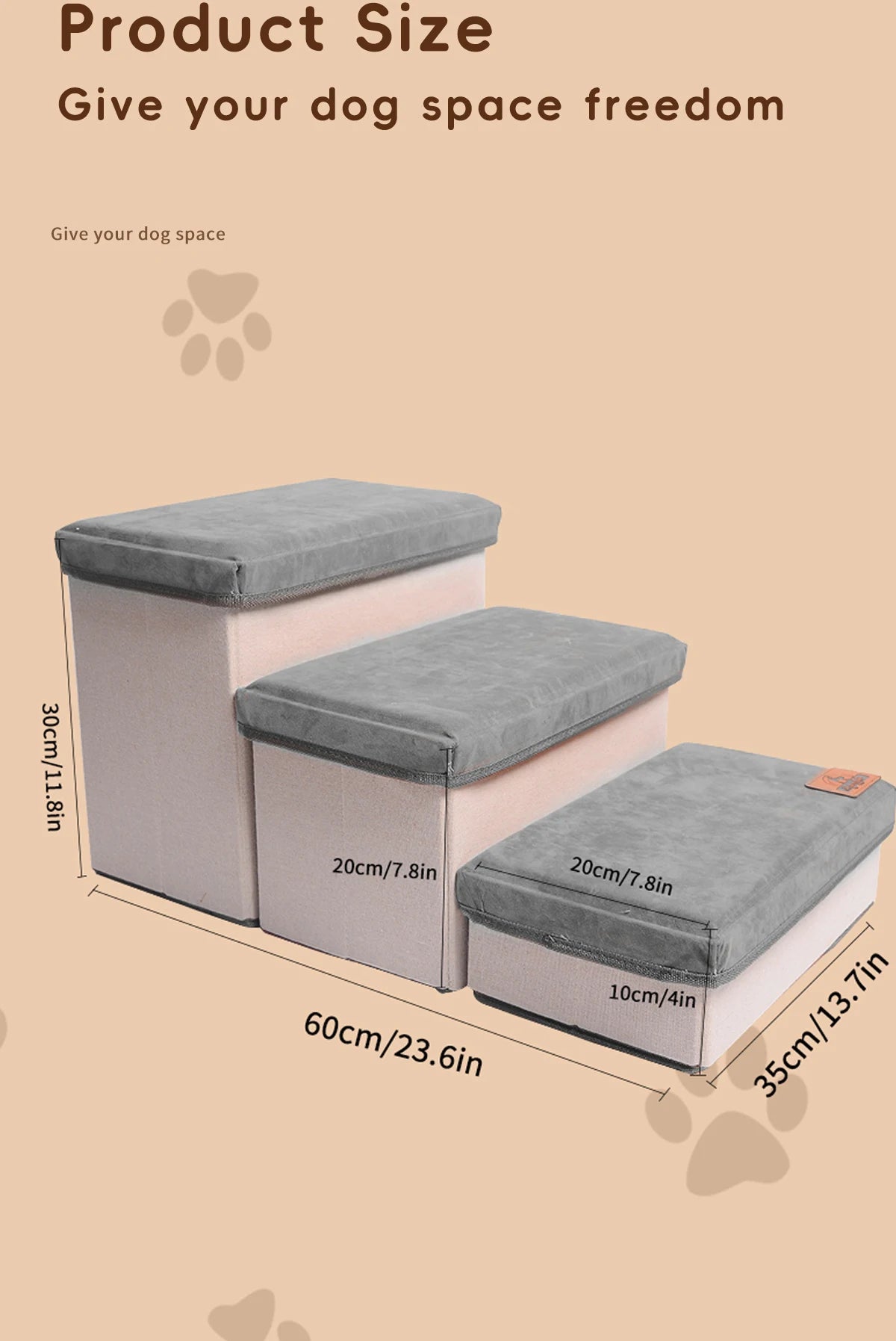 Pet Staircase Designed for Puppies, Senior Dogs, and Injured Dogs. It Has Three Levels and Offers Ample Internal Storage Space.
