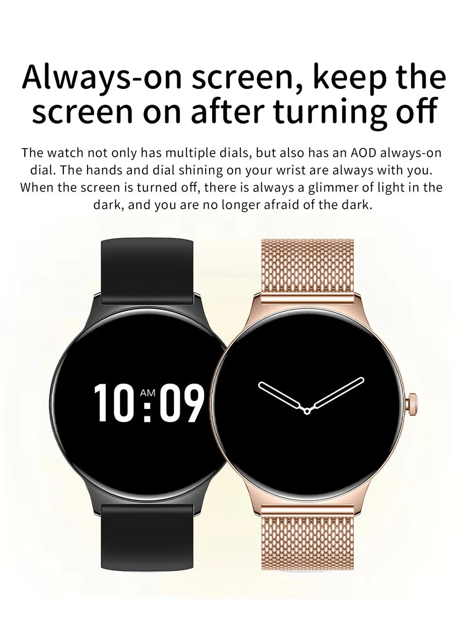 2026 New Ultra Slim AMOLED Smart Watch Women Screen Always Display Time Heart Rate BT Calling High-end Fashion Smartwatch