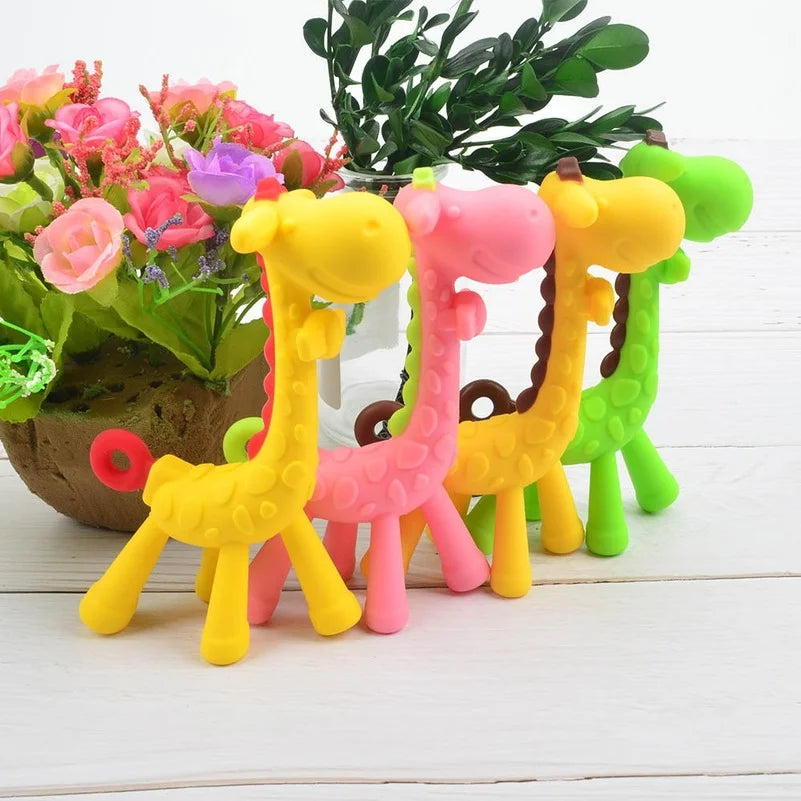 Food Grade Baby Molar Teether Silicone Giraffe Teethers Cartoon Teething for Babies Relief Gums Pain Toys Newborn Essentials