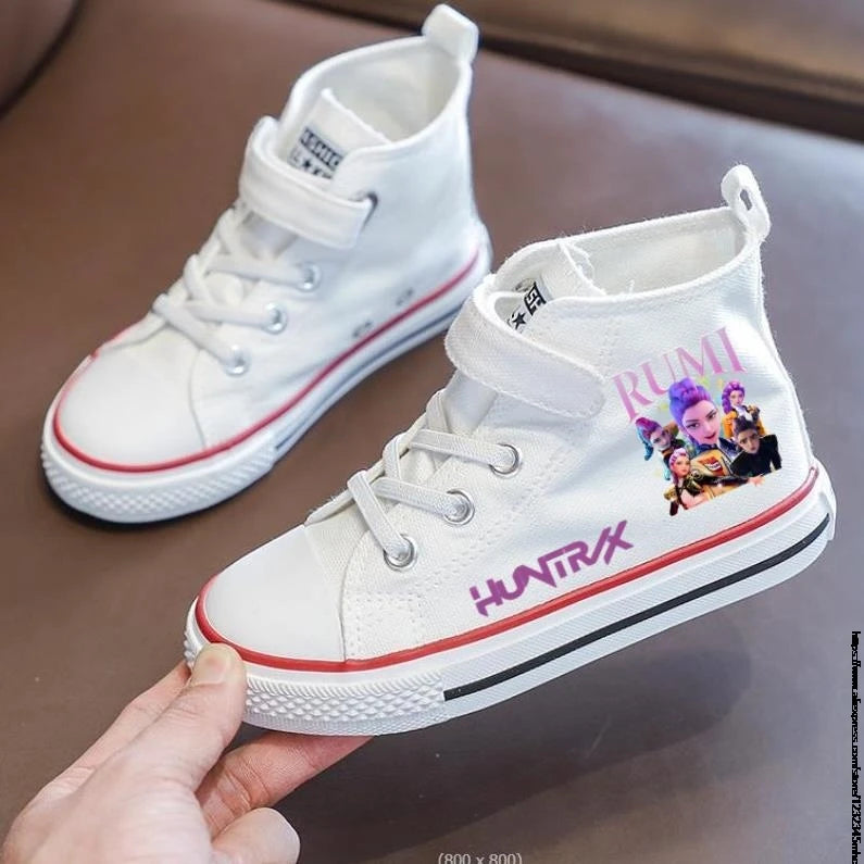 New Kpop Demon Hunter Children's Canvas Shoes Kids Sneakers Boys Girls Fashion Canvas Shoe Cartoon Print Breathable Casual Shoes