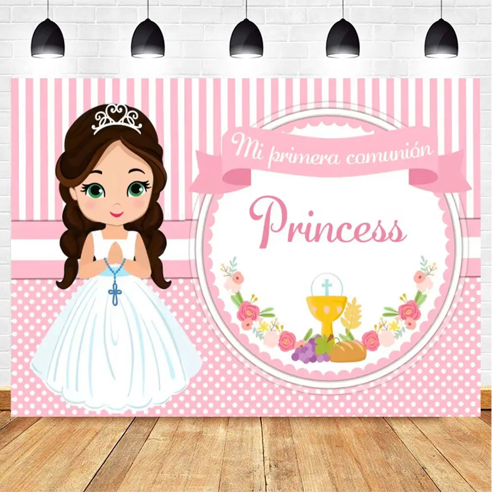 My First Communion Theme God Bless Boy Girls Party Decoration Supplie Grail God Bless Baptism Christening Baby Shower Background