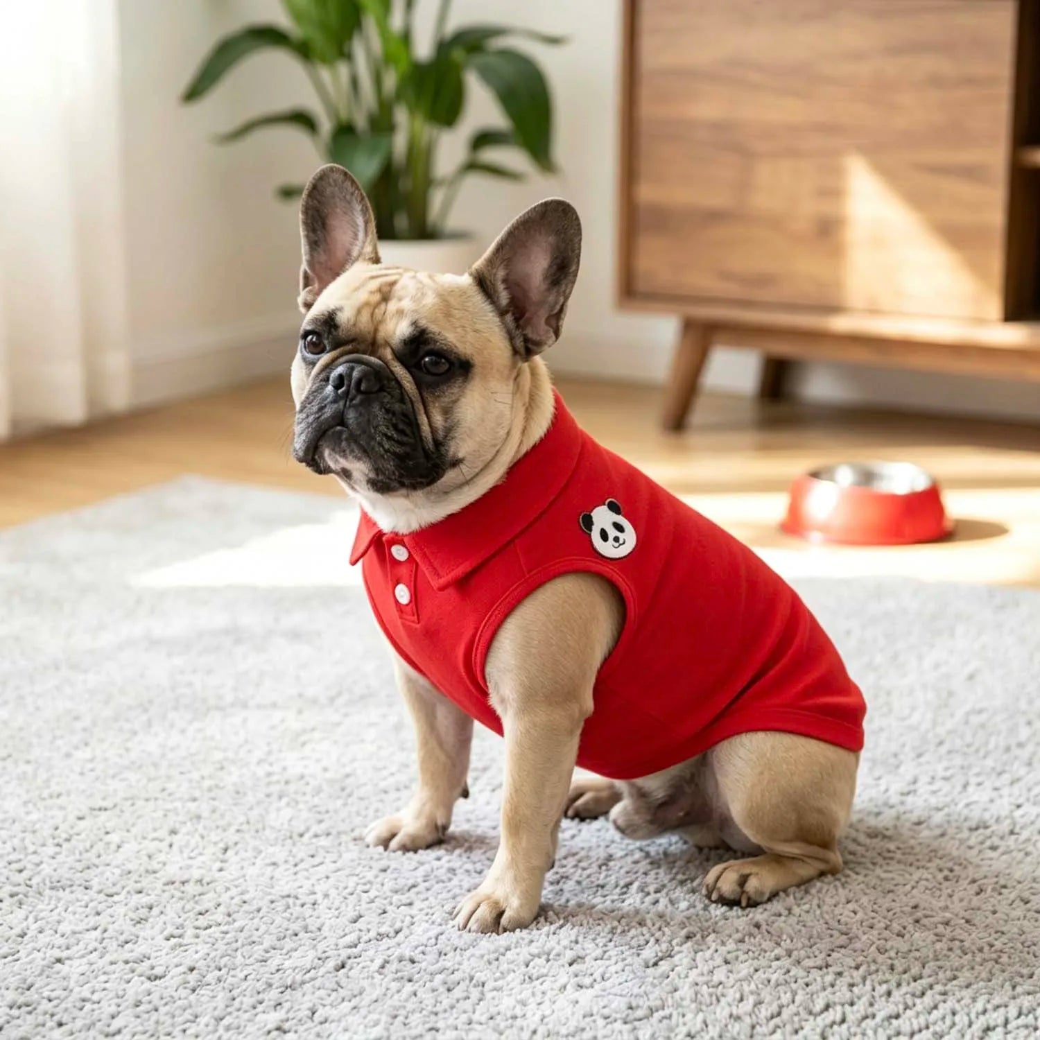 Panda Embroidered Pet Polo Shirt Soft Breathable Sleeveless Dog Clothing Daily Walking Outfit For All Small Medium Breeds