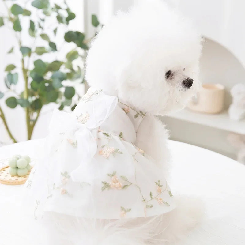 Dog Summer Dress for Small Dog Clothes Fashion Print Puppy Princess Skirt Sweet Bow Cat Dress Pet Costumes Chihuahua Dog Clothes