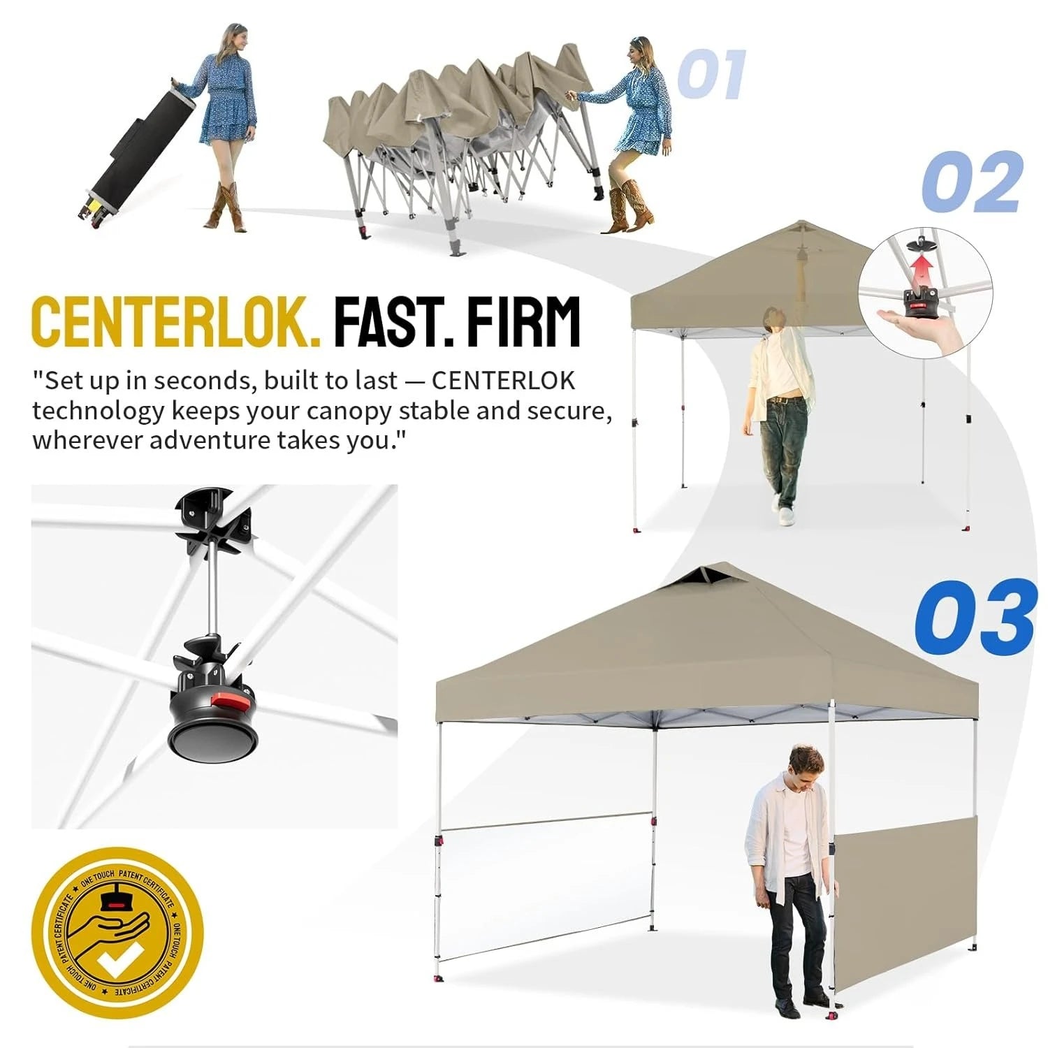 10x10 Pop up Canopy Tent Instant Canopy with 150D Silver Coated Fabric Including 2 Half Sidewalls, 4 Ropes, 8, Customized