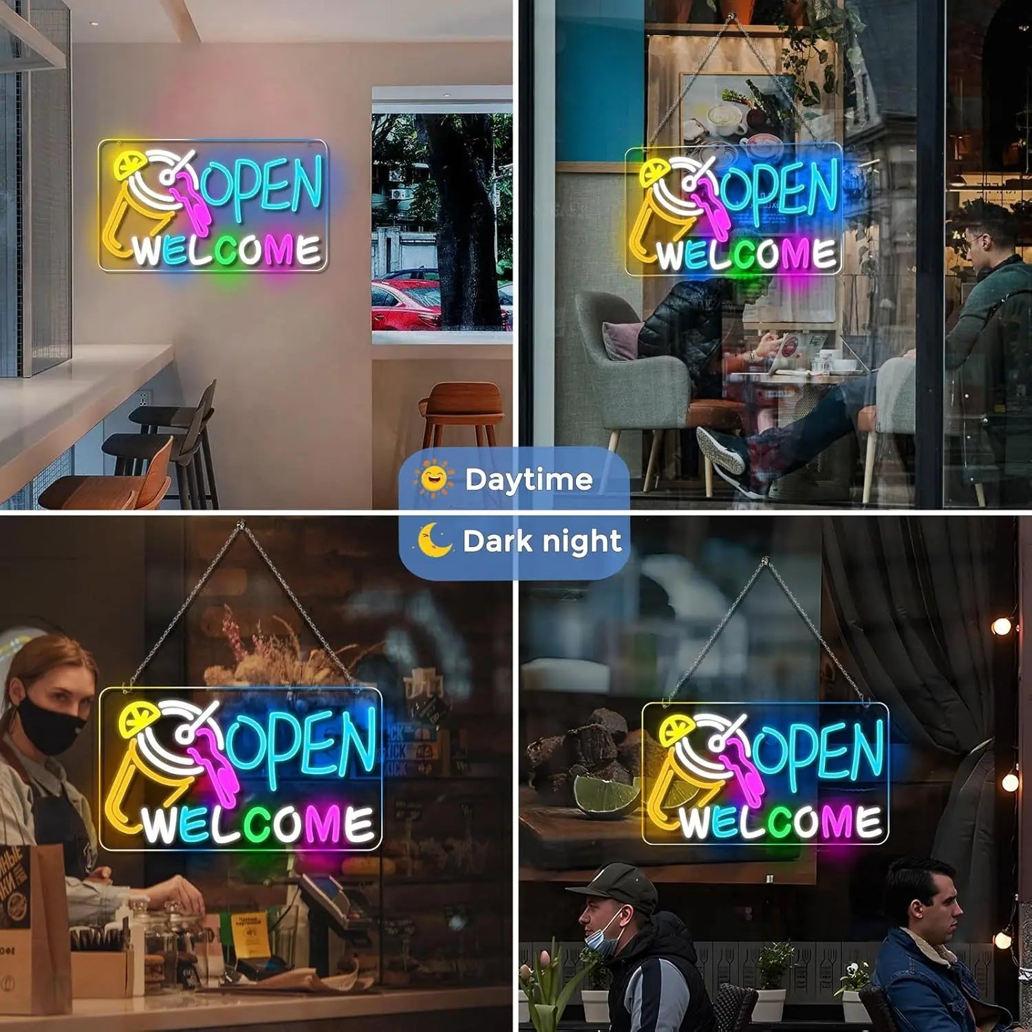 Open LED Neon Signs Light Up Open Sign Walls Window Art Decor for Shop Bar Hotel Restaurant Retail Store Party Pub