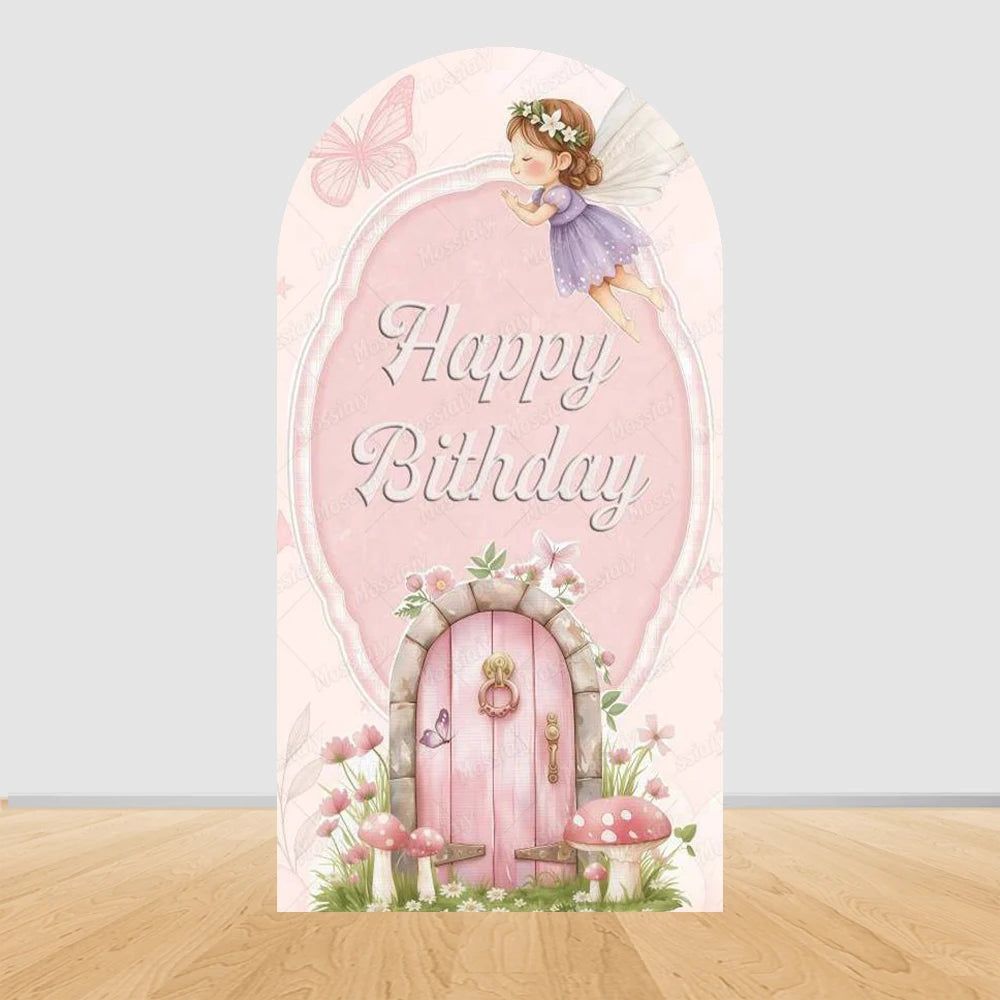 Pink Flower Fairy Butterfly Baby Birthday Arch Background Baby Shower Party Decoration Photography Backdrop Kids Photo Studio