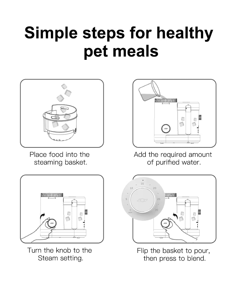 All-in-One Pet Food Steamer & Blender for Dogs and Cats