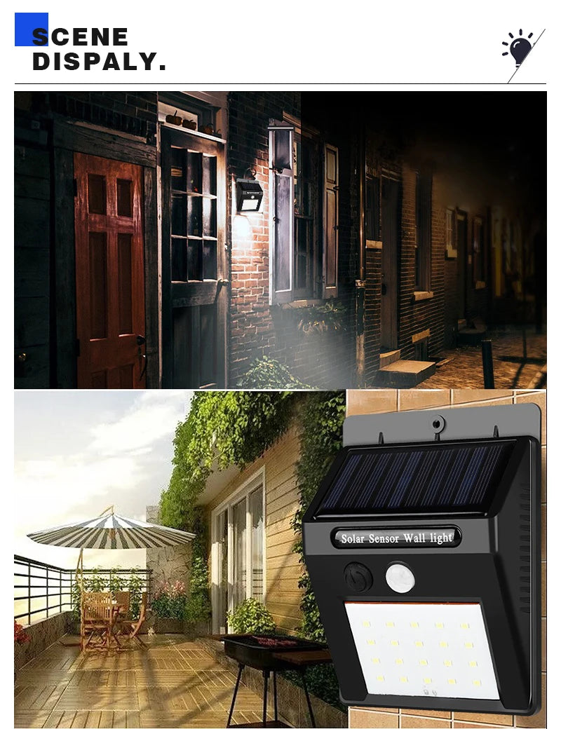 Modern LED Solar Wall Lamp Outdoor PIR Motion Sensors Waterproof Light Courtyard Decoration Lightsporch Garden Fence Path Lights