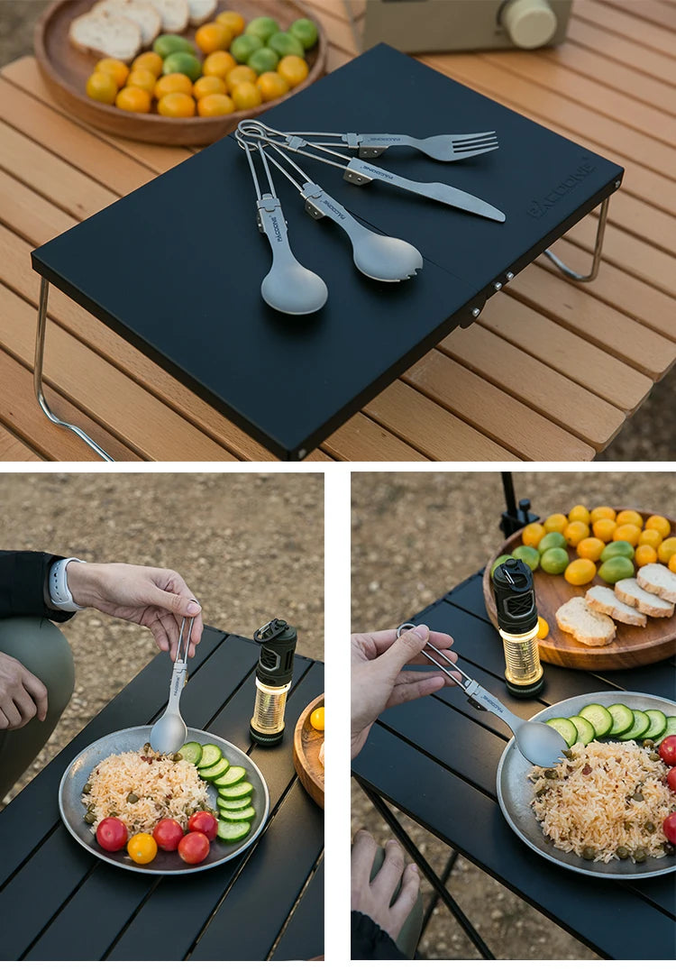 Camping Titanium Spork Spoon Outdoor Lightweight Fork Tableware Portable Picnic Hiking Travelling Ultralight Dinnerware