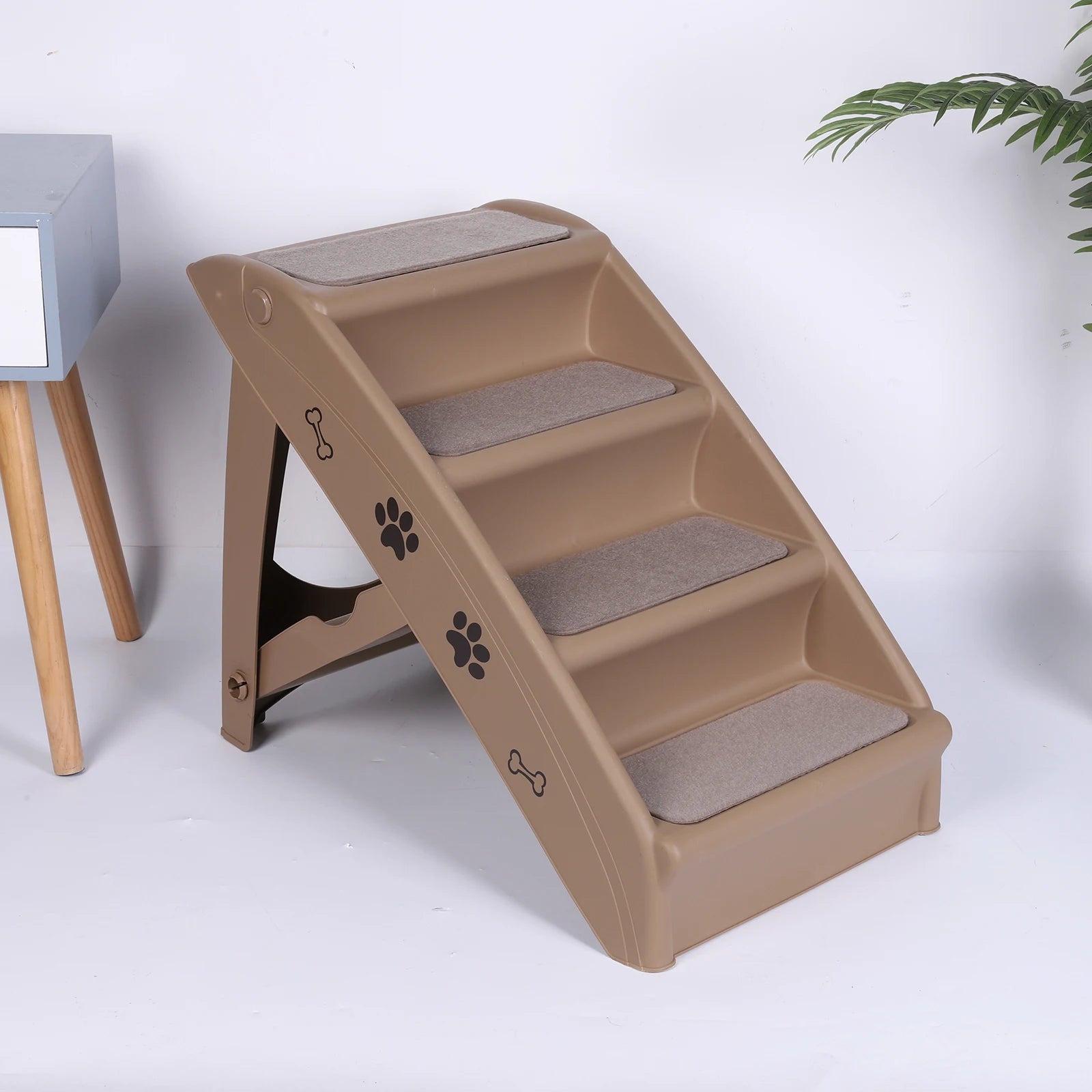 4-Step Pet Dog Stairs Foldable Cat and Dog Steps Nonslip Dog Stairs Ramp Sofa Ladder Pet Furniture for High Bed Chair Couch Sofa