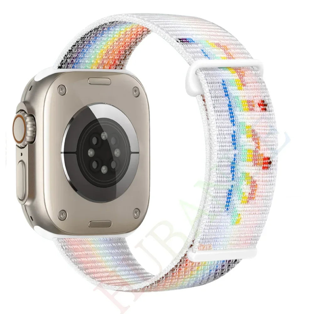 Nylon Strap for Apple Watch 10 42mm 46mm Ultra 2 49mm Breathable Replacement Wristband for IWatch 9 8 7 6 5 4 3SE 45mm 41mm 44mm