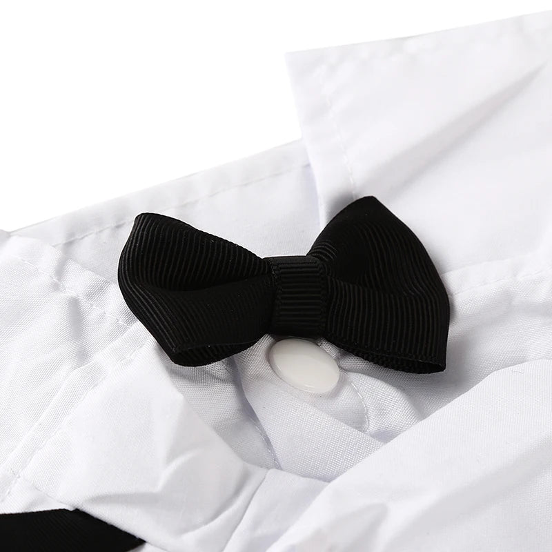Pet Clothes Dog Shirt Dog Tuxedo Bow Tie Shirt for Boy Dog Wedding Party Bulldog Pug Puppy Costume Pet Teddy Summer Thin Outfits