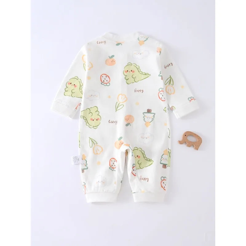 2026 Spring Cute Baby Boy Girl Romper Pure Cotton Long Sleeve Cherry Pattern Jumpsuit 9 to 12Months