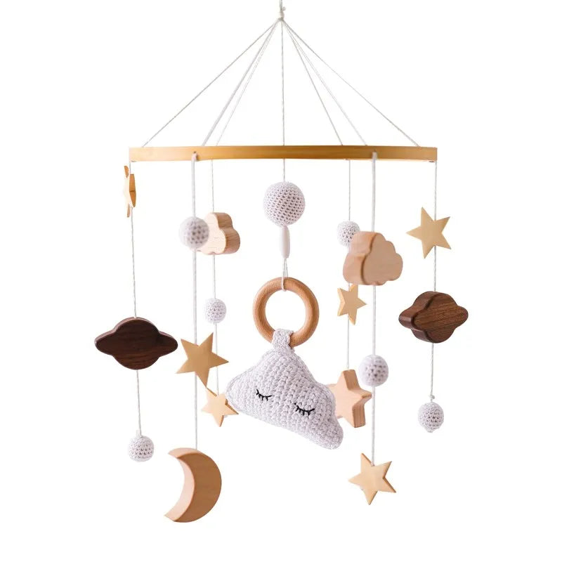 Baby Cloud Crib Mobile with Musical Box – Wooden Rattle Toy for Newborns 0–12M - I YAN