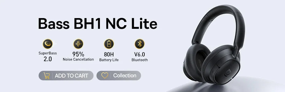 Baseus Inspire XH1 Sound by Bose ANC Wireless Headphone Bluetooth 6.1 48dB Adaptive Noise Cancellation Headset Hi-Res LDAC 100Hr