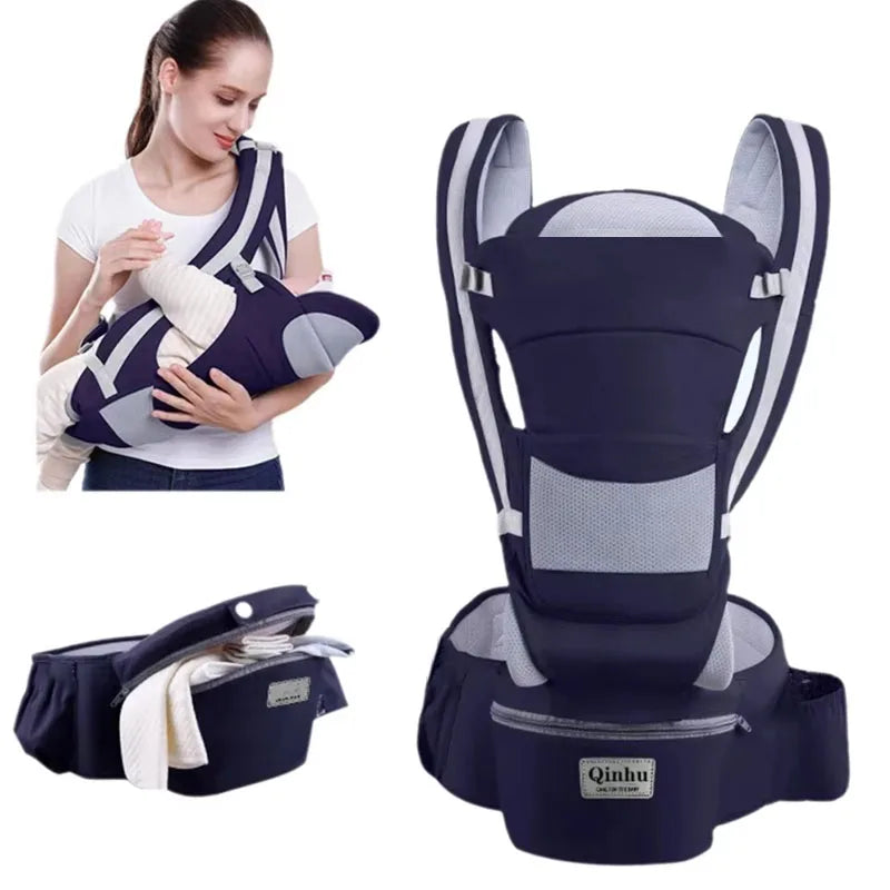 Newborn Ergonomic Baby Carrier Backpack with Hip Seat – Front Facing Kangaroo Wrap for Travel - I YAN