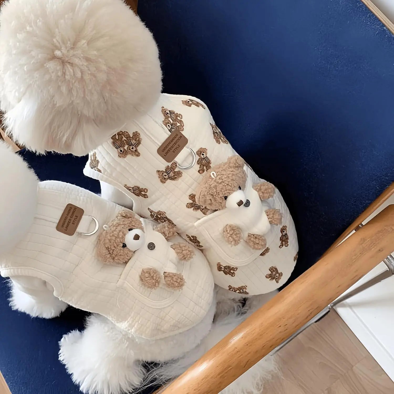 Cute Pet Apparel Plush Bear Pattern Sleeveless Dog Clothes for Small Puppy Kitten Pullover Soft Skin-Friendly