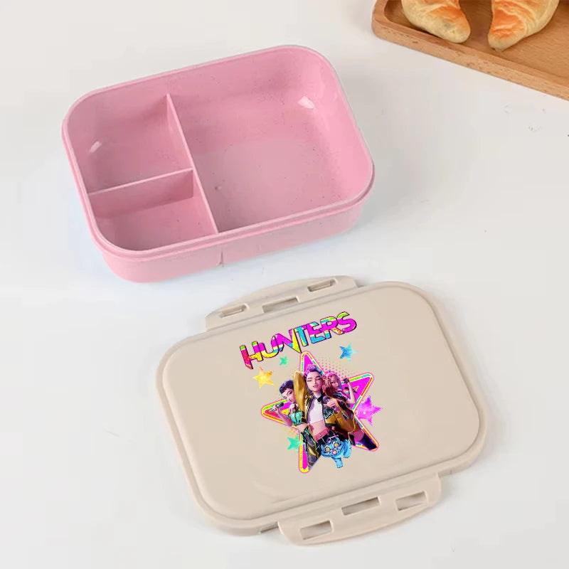 I YAN Demon Hunters anime lunch box with large capacity food storage container for kids, ideal for school and picnics.