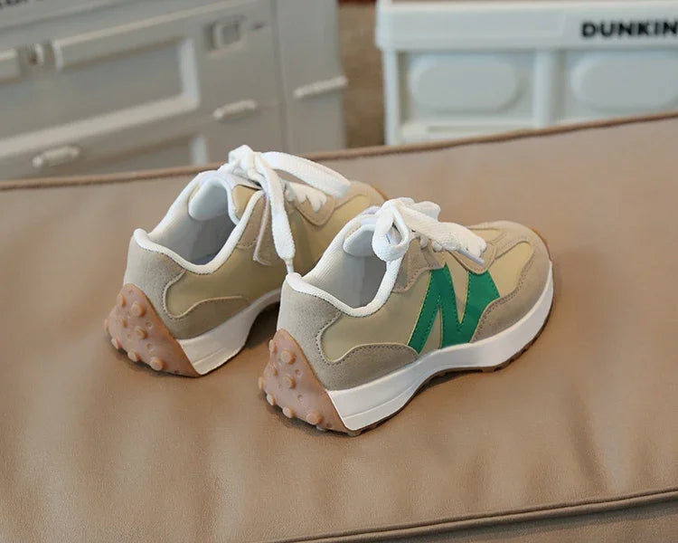 Children's Spring New Leather Upper Sneakers Kids Non-Slip Casual Shoes Boys Girls Soft Sole Students Tennis Toddler Sport Shoes