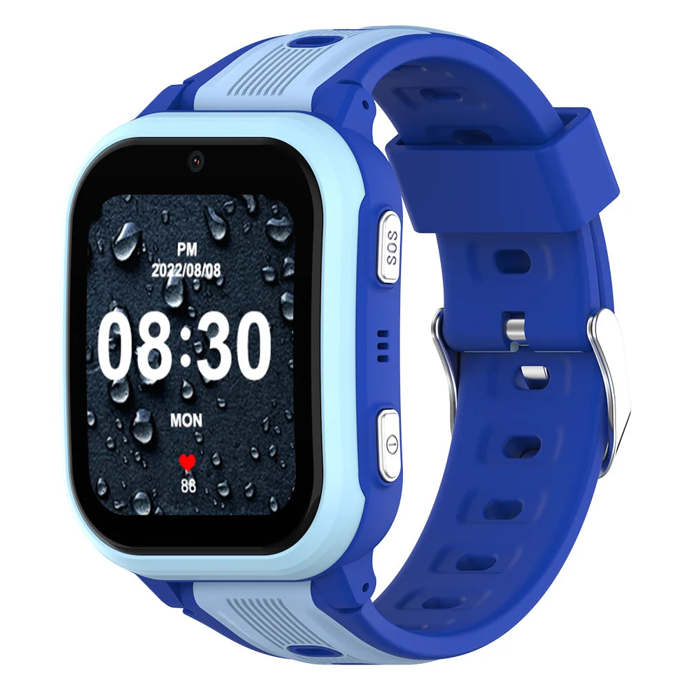 Wonlex 4G Kids Smartwatch with dual cameras, GPS, and 2GB RAM, showing the device with a child-friendly display and app interface.
