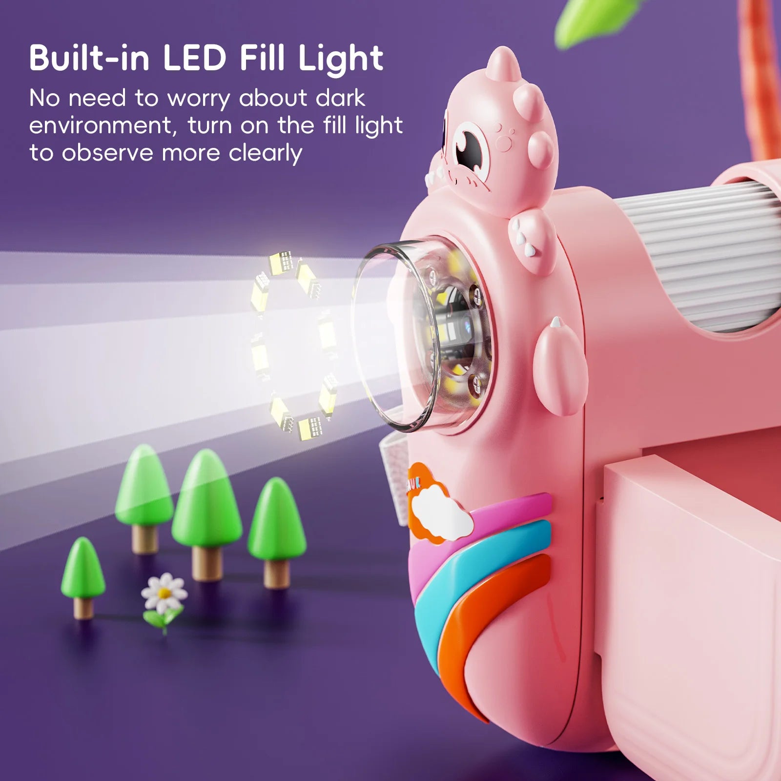 Kids Microscope 8 LED Light 1000x Magnifying Handheld Digital Microscope Adjustable Focus Telescope for Christmas Birthday Gift