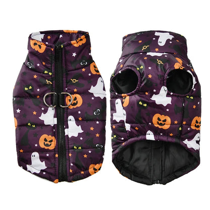 Halloween Dog Jacket Coat Autumn Winter Puppy Clothes For Small Medium Dogs Cat Funny Pumpkin Print Pet Cosplay Costume Yorkie