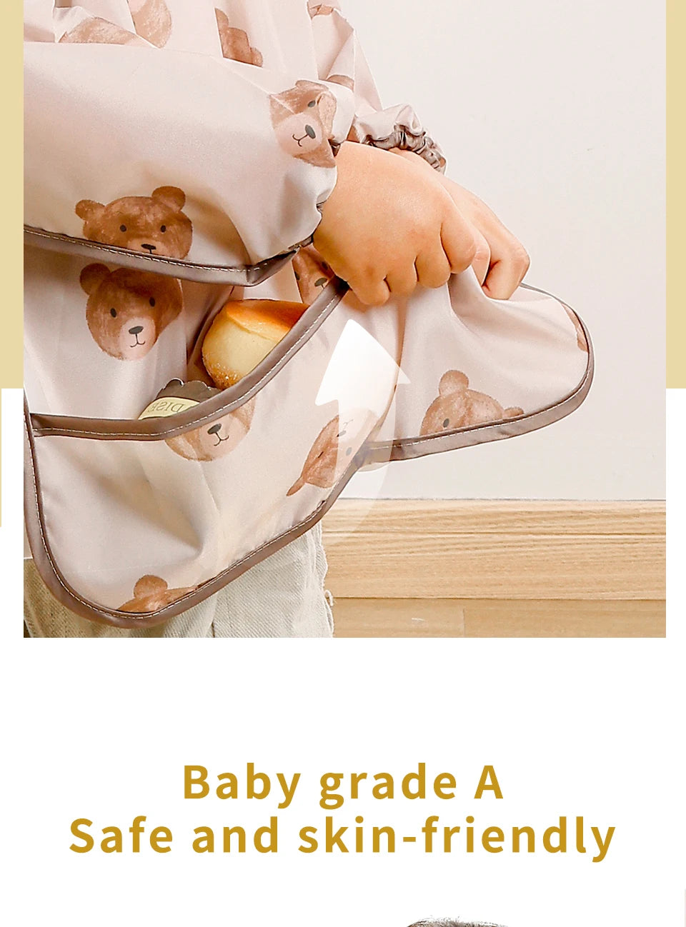 Elinfant 1PC Long Sleeve Bibs, Waterproof Feeding Bibs,Washable Burp Cloth,Coveralls Bibs,Easy To Clean,Wash-Free Eating Bibs