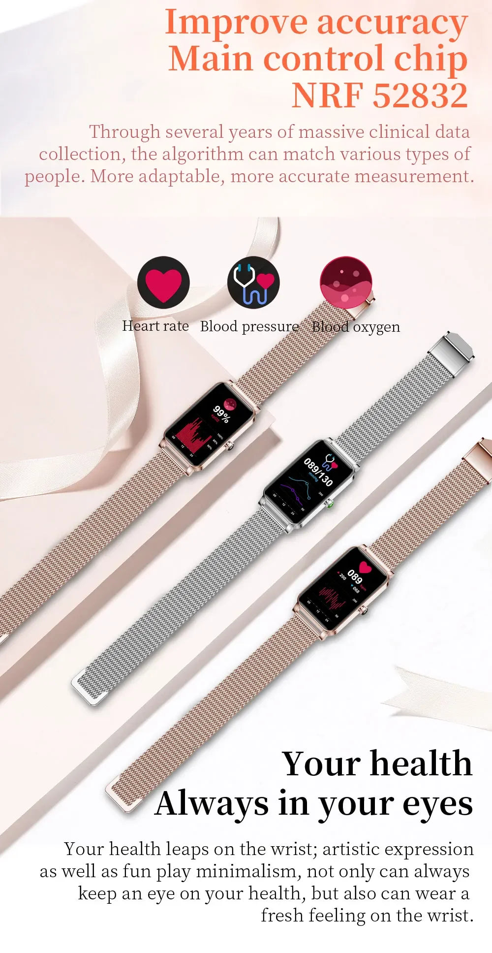 Women's Luxury Smartwatches Connect Phone Interactive Music Full Touch Smart Watches Weather Reminder Custom Wallpaper Smartband