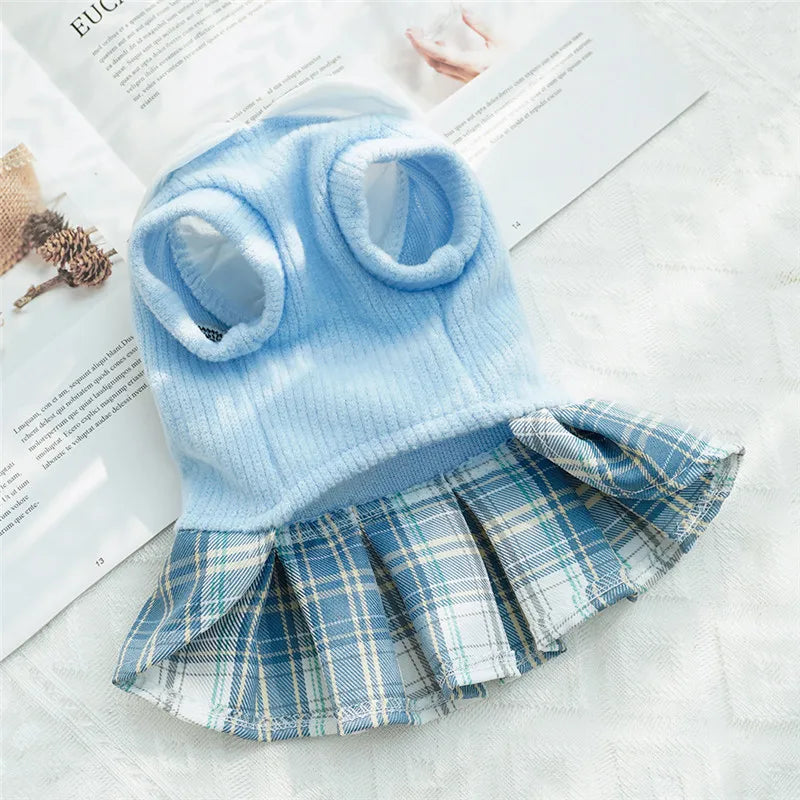 College Style Plaid Dog Dress – Cute Skirt for Small Dogs & Cats