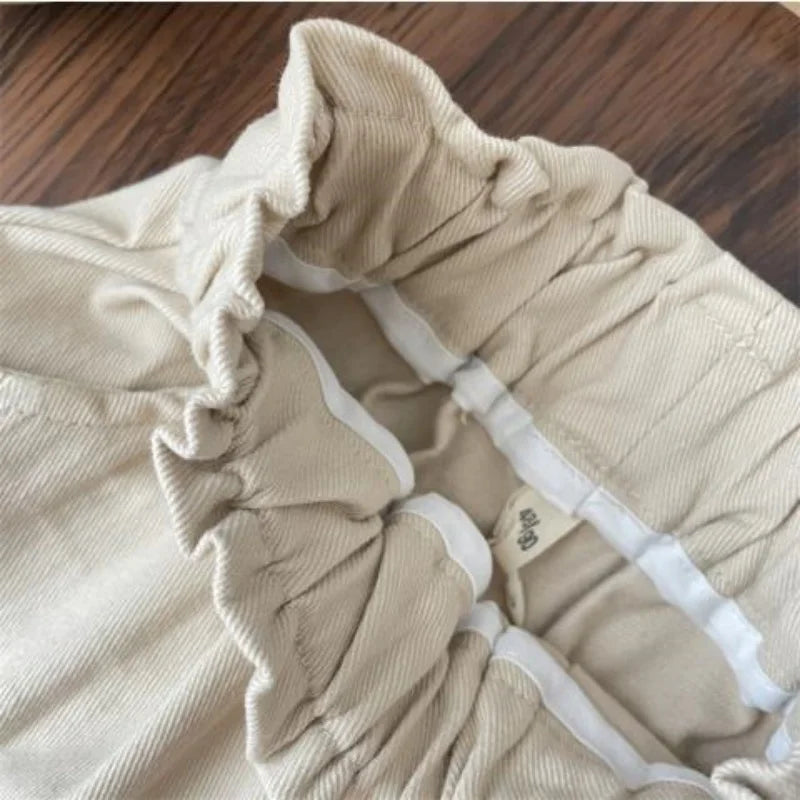 2026 Spring Children Casual Pants 2-6T Girls Flower Embroidery Cotton Trousers Kids Elastic Waist Outdoor Pants Baby Girl Cloth