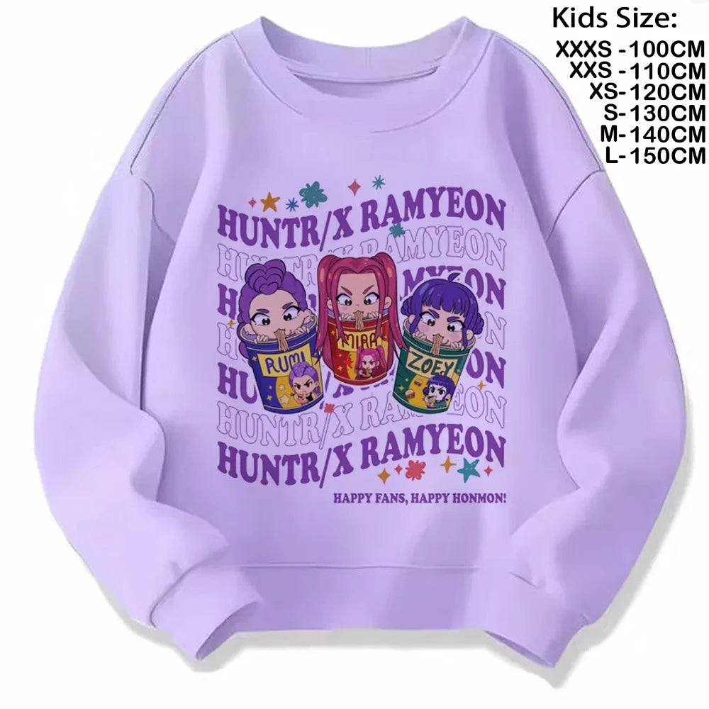 Movie Fans Gift Hoodie Girls Kids Huntrix Kpop Demon Hunters Children's Sweatshirt Cute Tiger Harajuku Hoody for Boys Girls