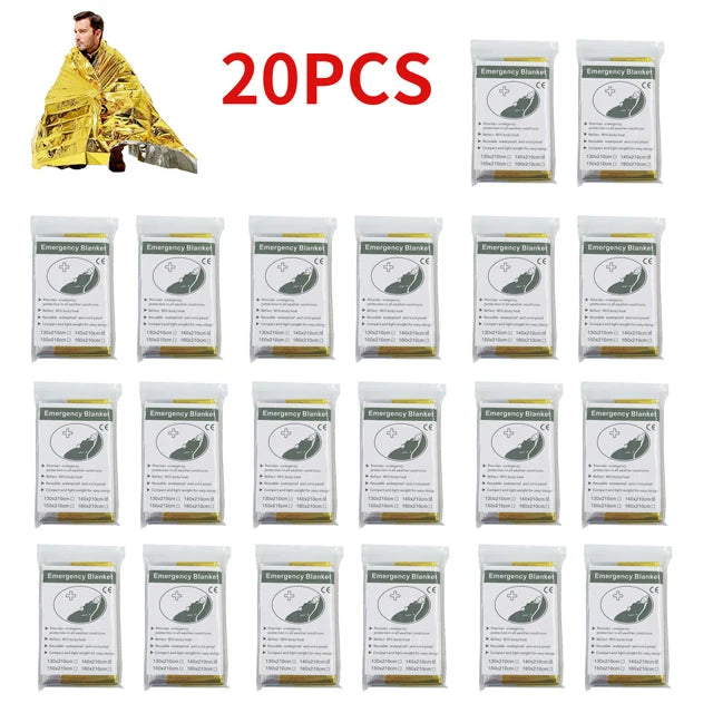 5-30Pc Outdoor Emergency Gold-Sliver Survival Blanket Waterproof First Aid Rescue Curtain Foil Thermal Hunting Blanket130X210Cm