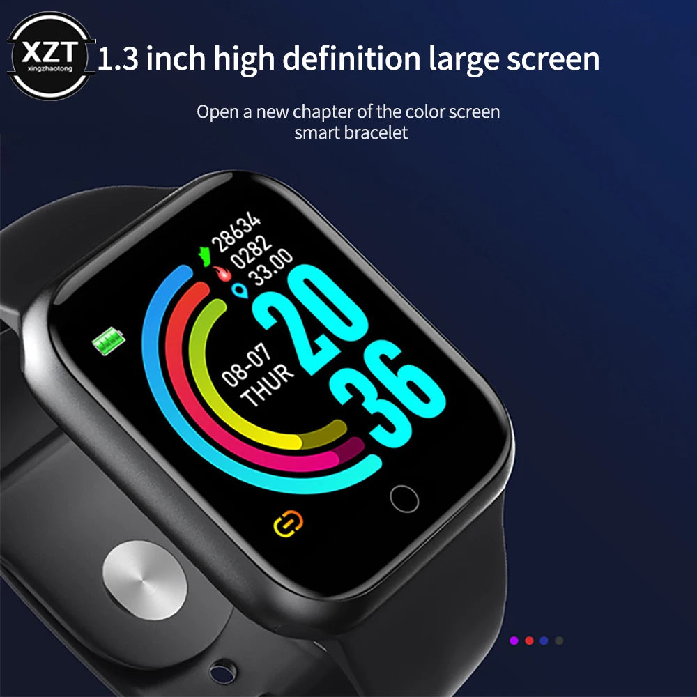 I YAN Y68 color screen sport watch with pedometer, heart rate, blood pressure, fitness tracker, suitable for children and adults.