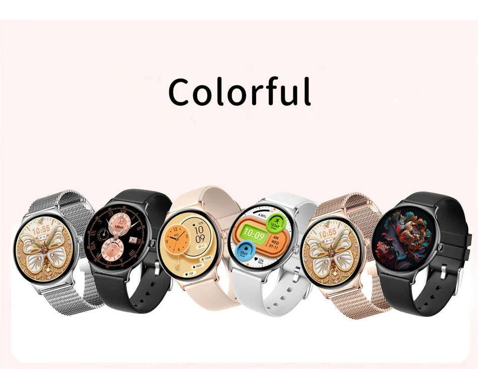 2026 New Ultra Slim AMOLED Smart Watch Women Screen Always Display Time Heart Rate BT Calling High-end Fashion Smartwatch