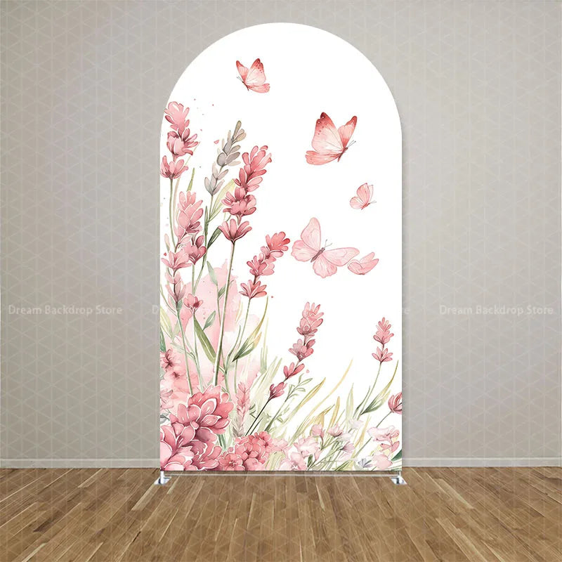Custom Double-sided Wonderland Fairy Mushroom Butterfly Arch Backdrop Cover Girls Birthday Party Baby Shower Decor Background