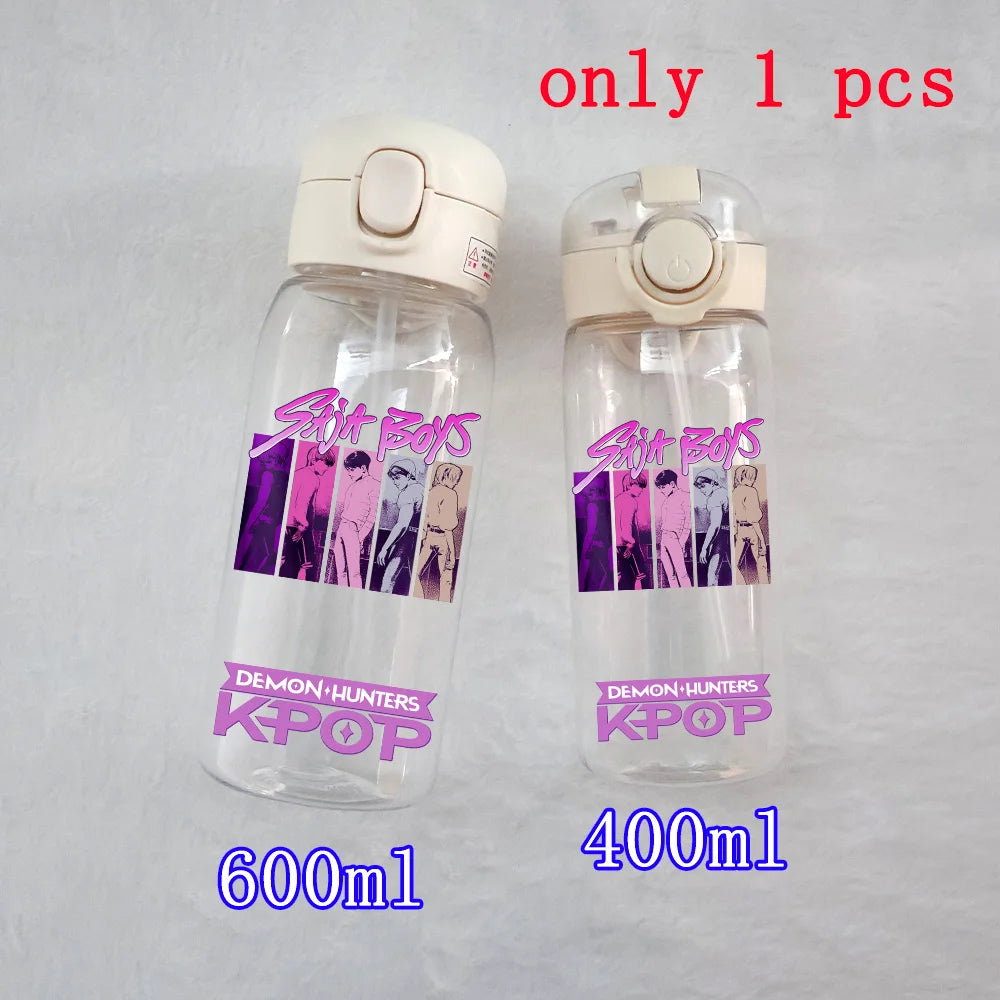 400ML-600ML Animated Movie K-Pop: Demon Hunters HUNTR/X Plastic Large Capacity Water Cup Bottle Gourde Drinking Bottle Gifts