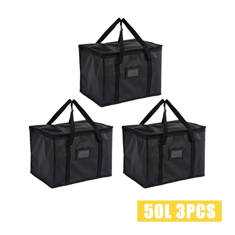 70L Insulated Thermal Cooler Bag Insulation To Keep Cold Large Capacity Portable Lunch Bag Zip Picnic Camping Tin Foil Food Bag