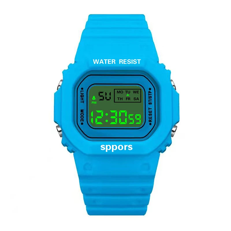YIKAZE Sports Watch Boys Girls Student LED Electronic Watch Colorful Men Women Square Digital Watches Waterproof Rubber Clock