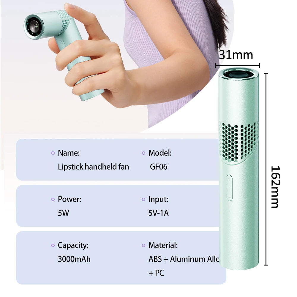 Foldable handheld small fan Outdoor mini high-speed with 199 levels portable USB charging foldable lipstick mini fan