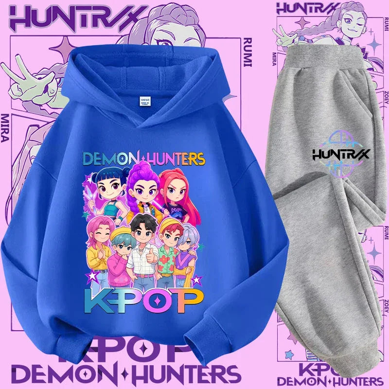 K-Pop Devil Hunter Kids Tracksuit Set – Soft Breathable Hoodie & Pants Girls & Boys Ages 4-13 - I YAN