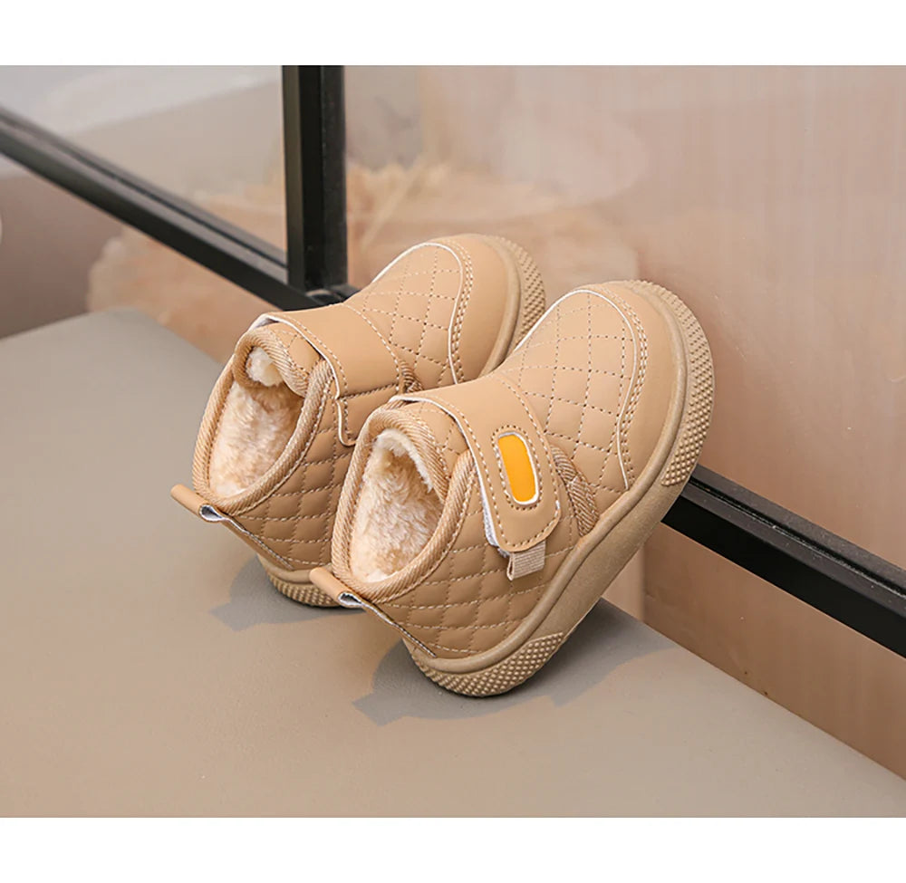 Winter Plush Boots For Children PU Leather Boy's Girl's Cotton Shoes Thick Warm Kid's Snow Boots Faux Fur Boots For Kids