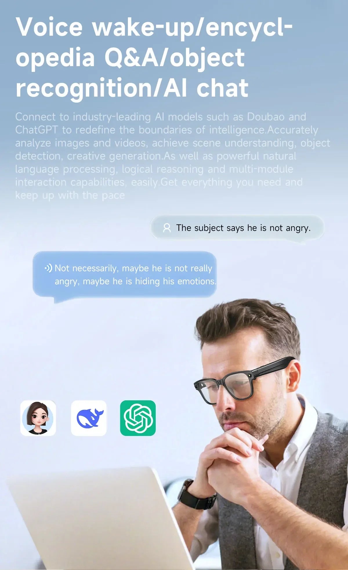 Lenovo 100MP Camera 8K HD Smart Glasses Chat GPT 260mAh Battery Bluetooth Call Voice Assistant Control Smart Glasses for Men