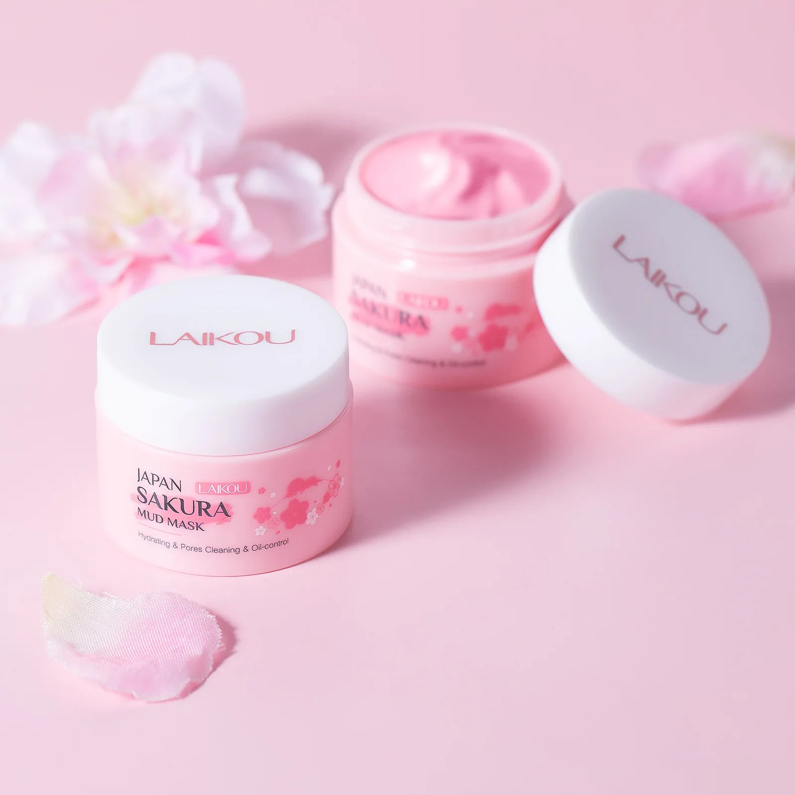 LAIKOU Sakura Clay Mask 25g/90g Deep Cleansing Oil Control Blackhead Removal Moisturizing Brightening Facial Skin Care