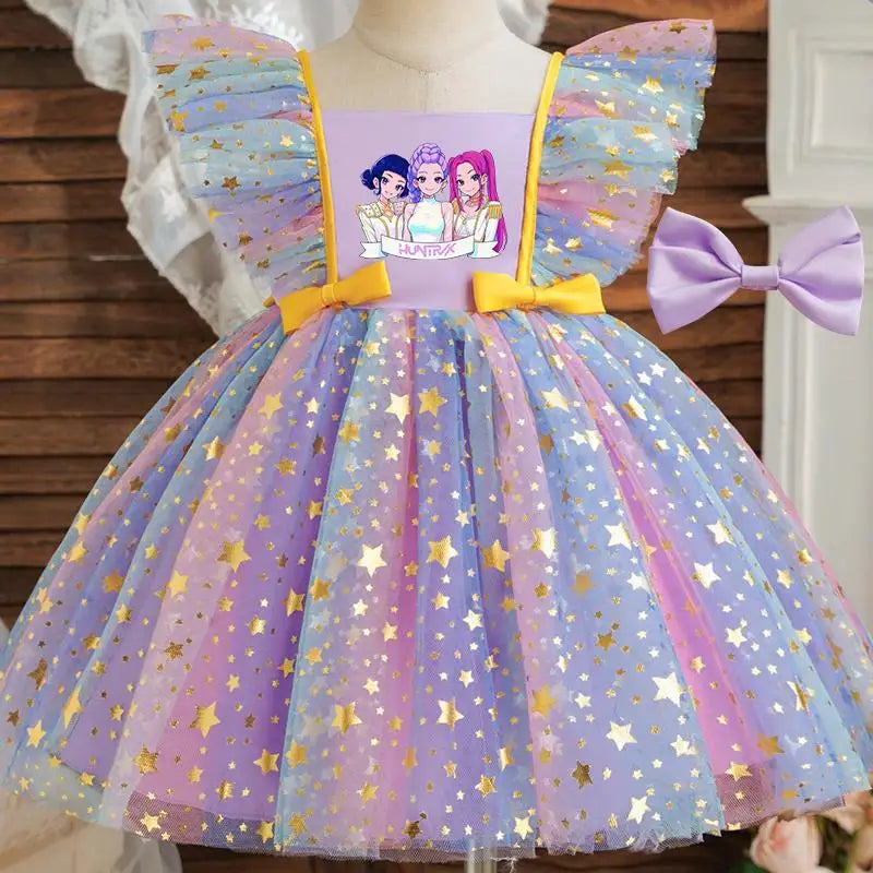 K-Pop Hunters Zoey Mira Rumi Baby Prinsess Dress Girls Birthday Party Dresses Kids Children Sleeveless Tulle Tutu Clothings 1-5Y