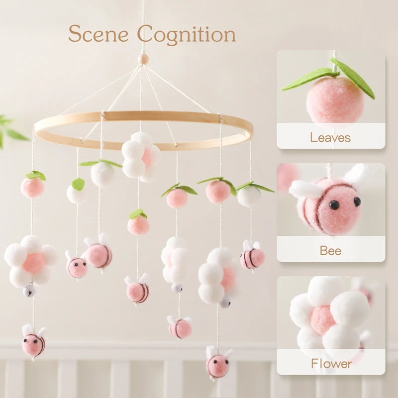 Cartoon Bee Baby Crib Mobile – Wooden Bed Bell Rattle Toy for Newborns 0-12M - I YAN