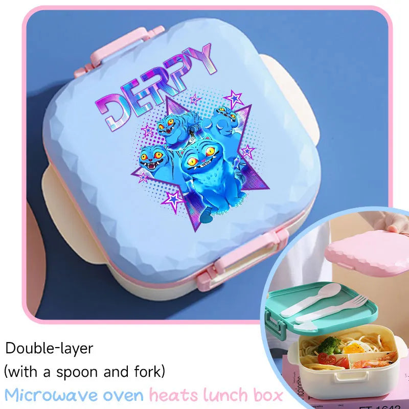 I YAN 800ml BPA-free KPop lunch box with microwave-safe design, includes spoon and fork, portable for students and office workers.